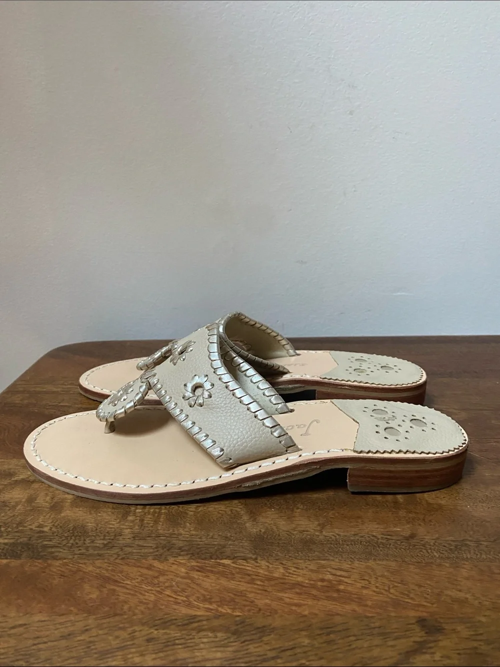 Jack Rogers Women's Hamptons Sandal Beige and Gold